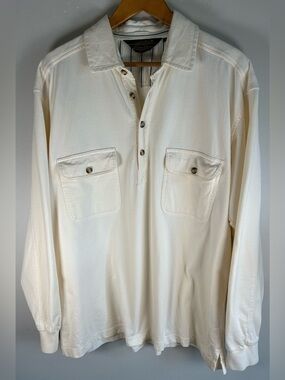 Vintage Eddie Bauer Men’s Henley 1/2 Button Shirt Size XL Heavy Cotton Pockets
